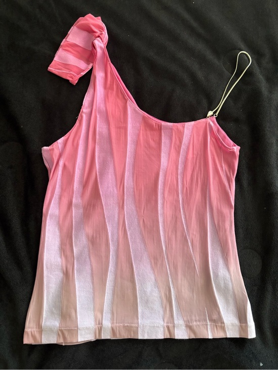 Versace Jeans Collection Tops - Versace jean’s couture vintage Pink One-Shoulder Striped Women's Tank Top